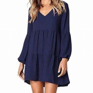 Misslook Blue V Neck Tunic Dress Size XL